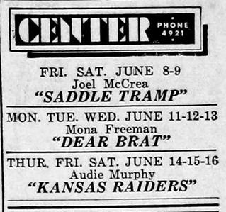 Center Theatre - Old Ad From James